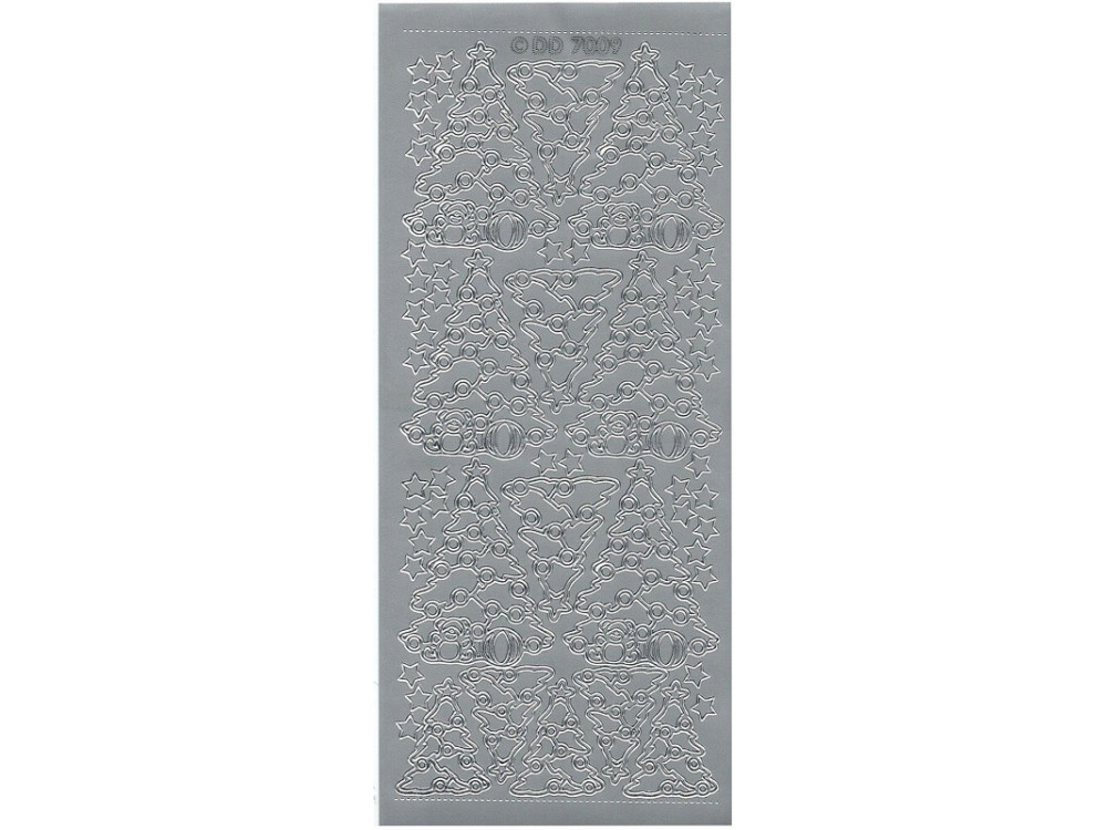 Stickersy, naklejki ażurowe - Choinki, srebrne