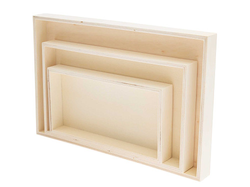 Set od wooden trays - Rico Design - rectangular, 3 pcs.