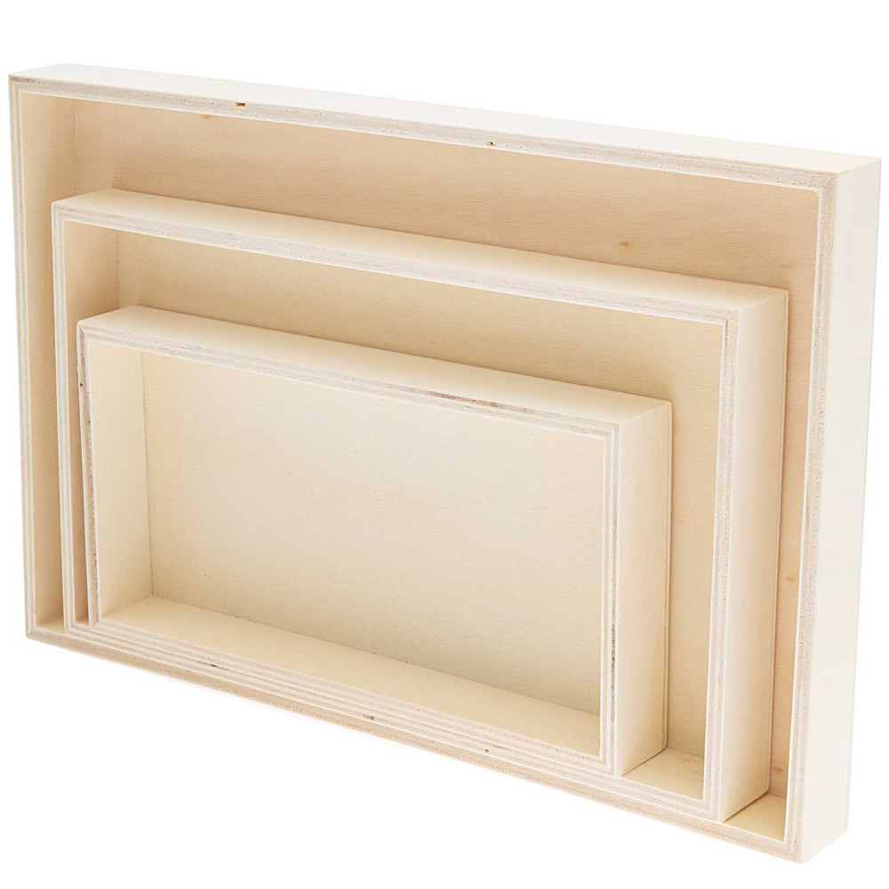 Set od wooden trays - Rico Design - rectangular, 3 pcs.
