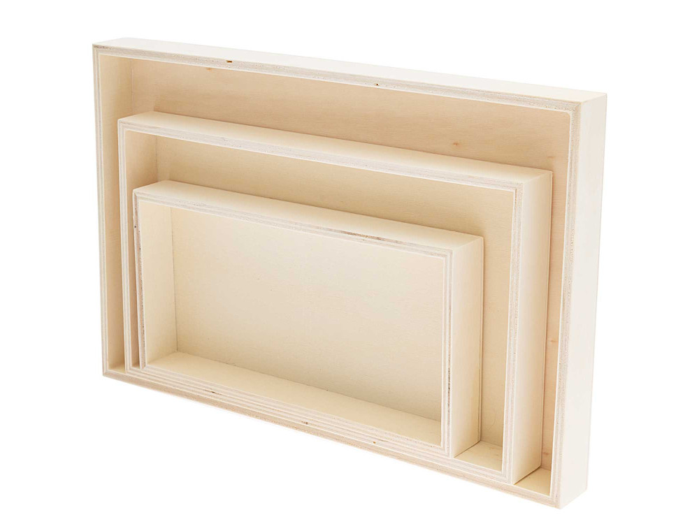 Set od wooden trays - Rico Design - rectangular, 3 pcs.