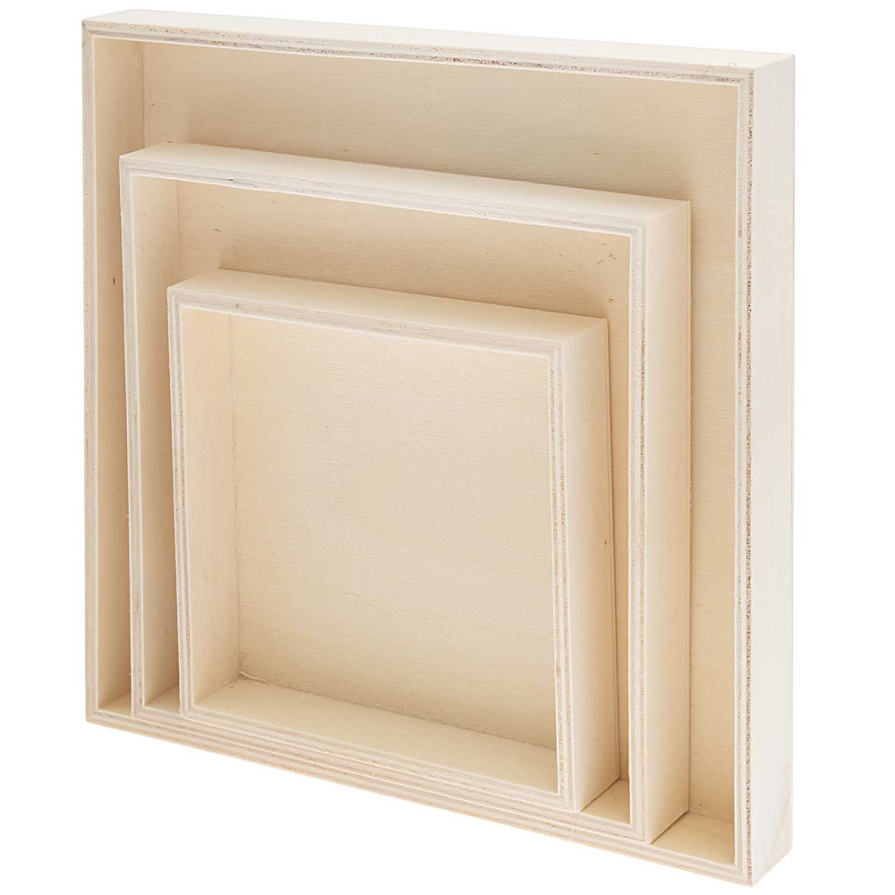 Zestaw drewnianych tacek - Rico Design - kwadratowe, 3 szt.