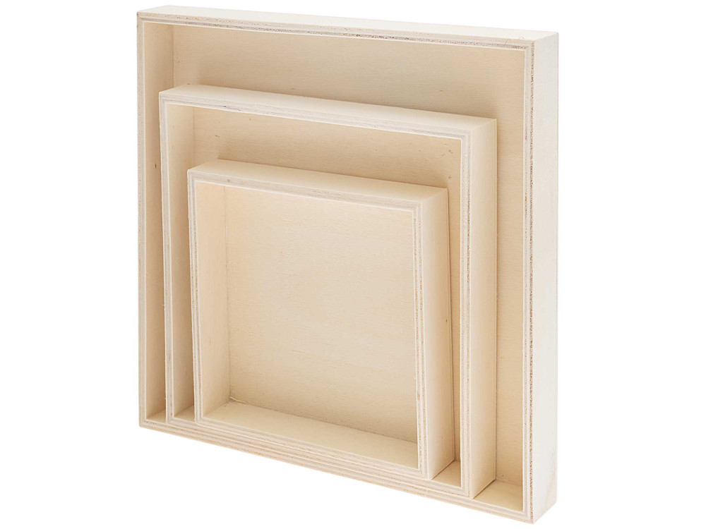 Zestaw drewnianych tacek - Rico Design - kwadratowe, 3 szt.