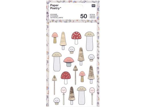 Stickers - Paper Poetry - mushrooms, 50 pcs.