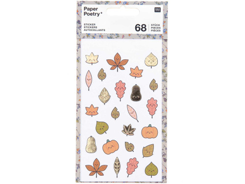 Naklejki - Paper Poetry - Jesienne liście, 68 szt.
