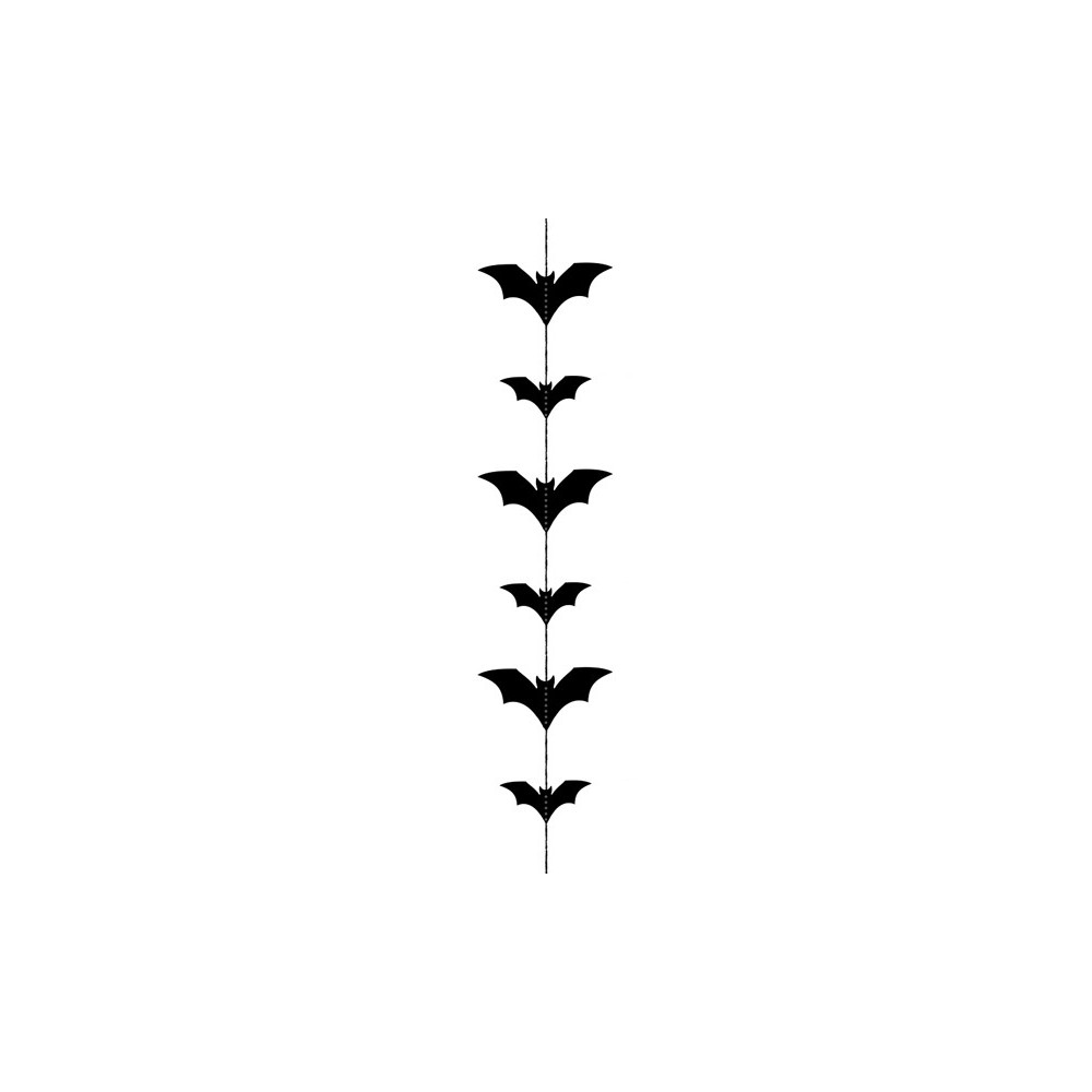 Paper garland Bats - black, 1,5 m