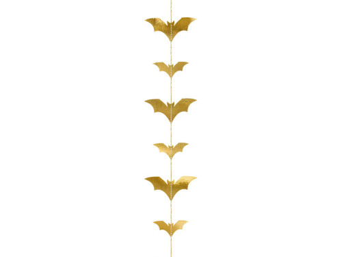 Paper garland Bats - gold, 1,5 m