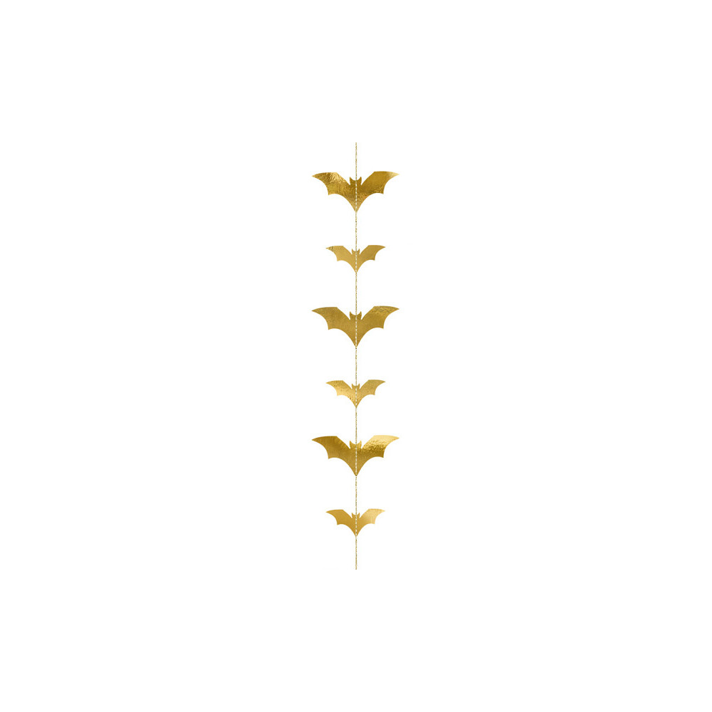 Paper garland Bats - gold, 1,5 m