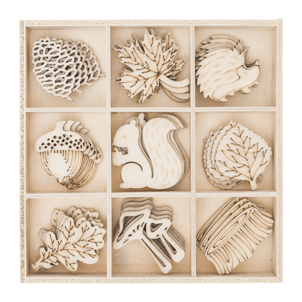 Wooden shapes - DpCraft - Autumn, 45 pcs.