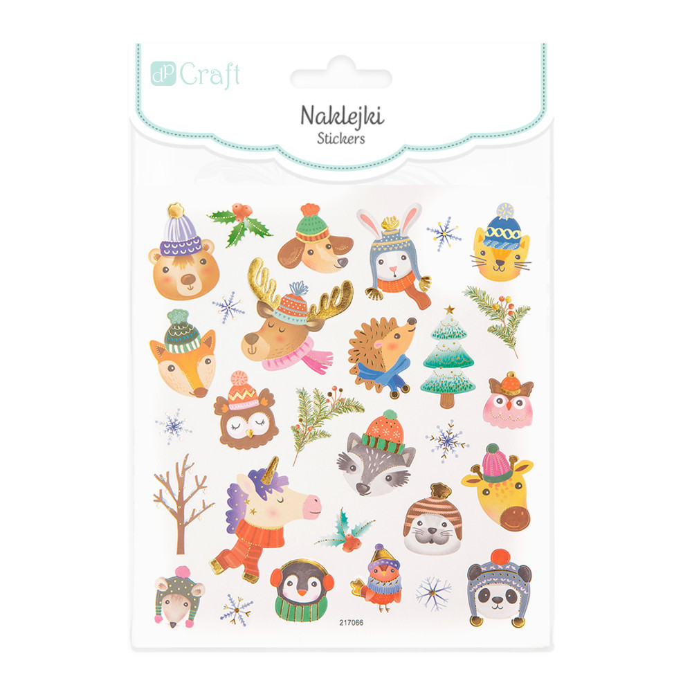 Stickers with glitter - DpCraft - Christmas animals, 29 pcs.