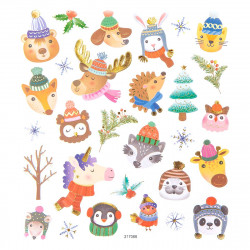 Stickers with glitter - DpCraft - Christmas animals, 29 pcs.