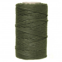 Cotton cord for macrames - olive green, 2 mm, 100 g, 60 m