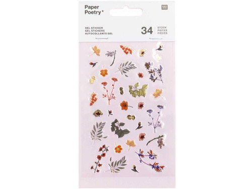 Naklejki żelowe Funny Fall - Paper Poetry - Kwiaty, 34 szt.