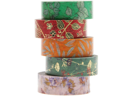 Set of washi tape - Paper Poetry - Funny Fall, 15 mm x 10 m, 5 pcs.