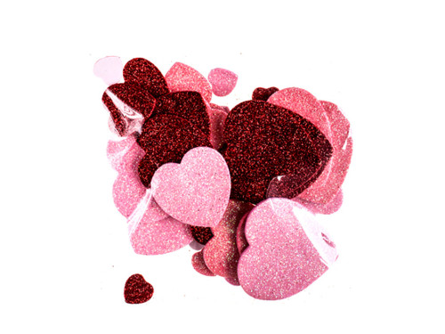 Glitter foam stickers - DpCraft - hearts, 30 pcs.
