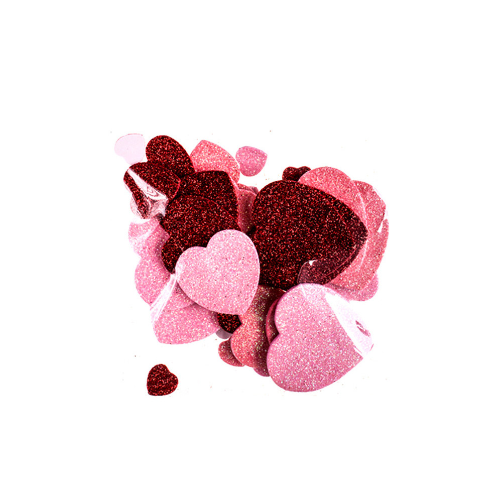 Glitter foam stickers - DpCraft - hearts, 30 pcs.