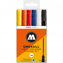 Set of One4All acrylic markers - Molotow - Basic Set 1, 2 mm, 6 pcs.