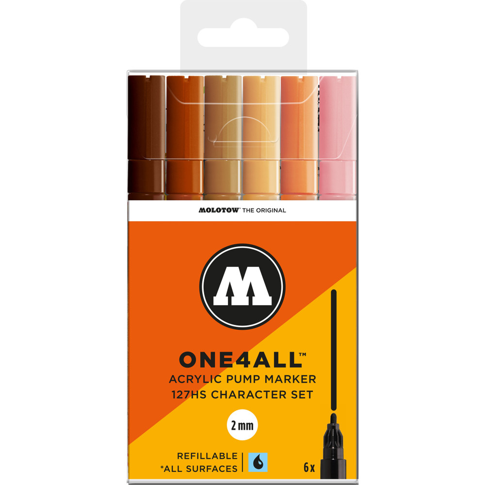 Set of One4All acrylic markers - Molotow - Character, 2 mm, 6 pcs.
