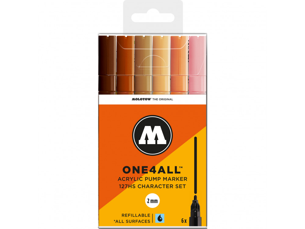 Set of One4All acrylic markers - Molotow - Character, 2 mm, 6 pcs.
