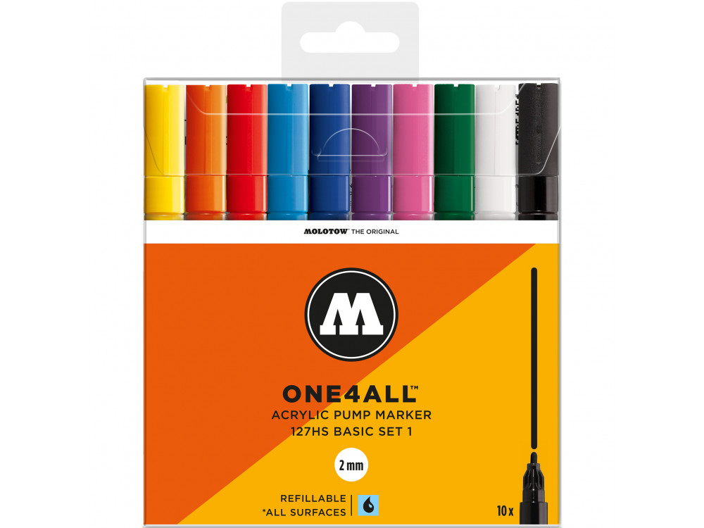 Zestaw markerów akrylowych One4All - Molotow - Basic Set 1, 2 mm, 10 szt.