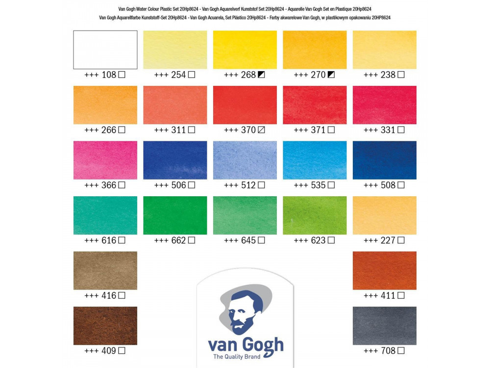 Zestaw akwareli w półkostkach - Van Gogh - 24 kolory