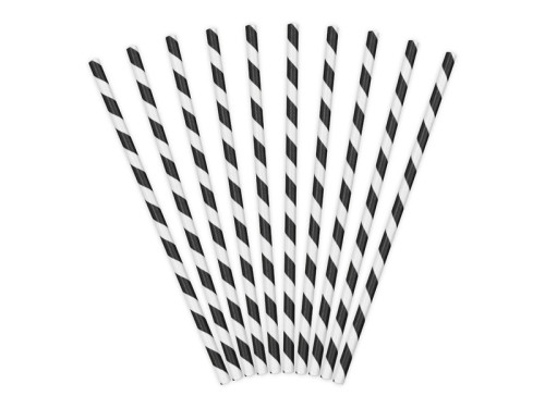 Paper straws - black, 19,5 cm, 10 pcs.