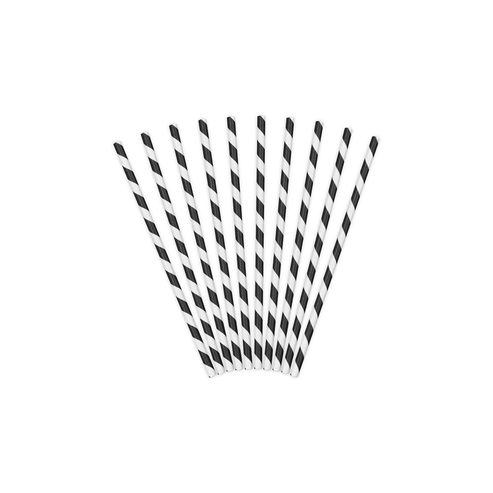 Paper straws - black, 19,5 cm, 10 pcs.