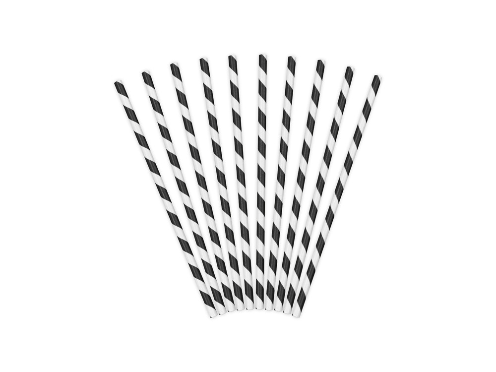 Paper straws - black, 19,5 cm, 10 pcs.