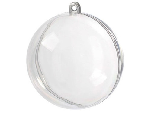 Acrylic two-piece bauble - transparent, 10 cm