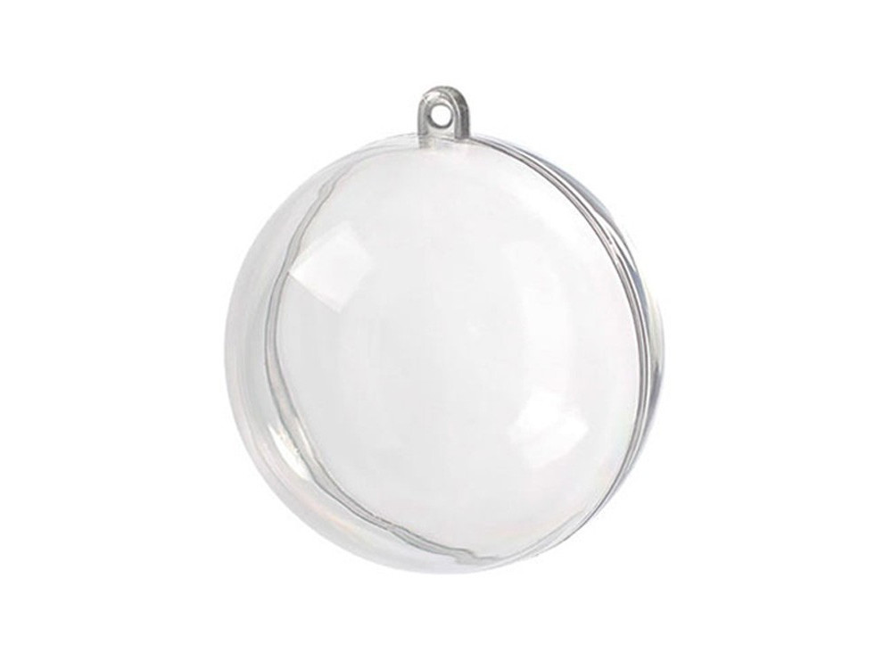 Acrylic two-piece bauble - transparent, 6 cm