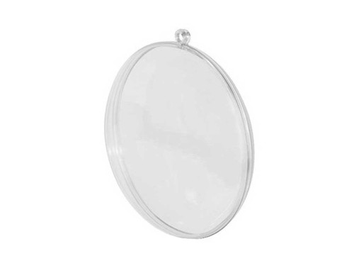 Acrylic two-piece flat bauble - transparent, 11 cm