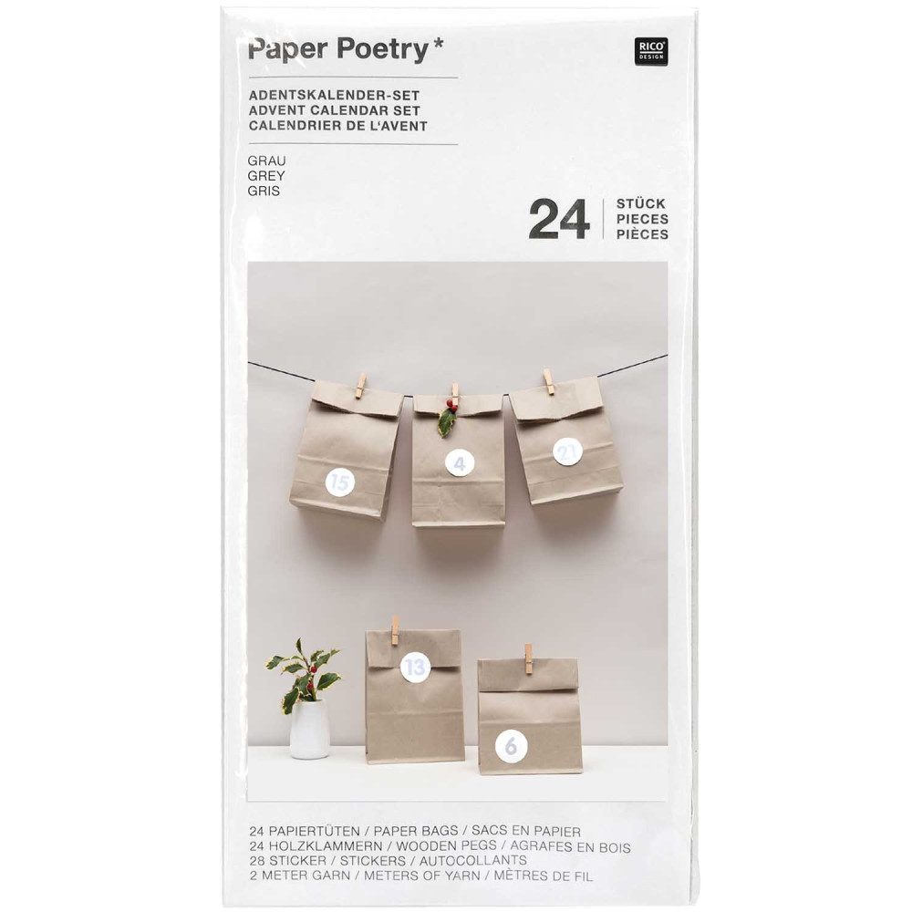 Advent calendar - Paper Poetry - grey, 24 pcs.