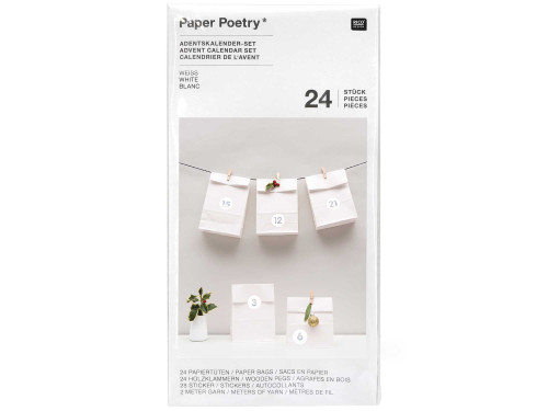 Kalendarz adwentowy - Paper Poetry - biały, 24 szt.