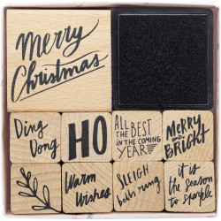 Wooden stamp set Jolly Christmas - Paper Poetry - Lettering, 9 pcs.