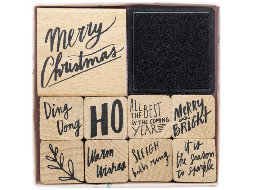 Wooden stamp set Jolly Christmas - Paper Poetry - Lettering, 9 pcs.