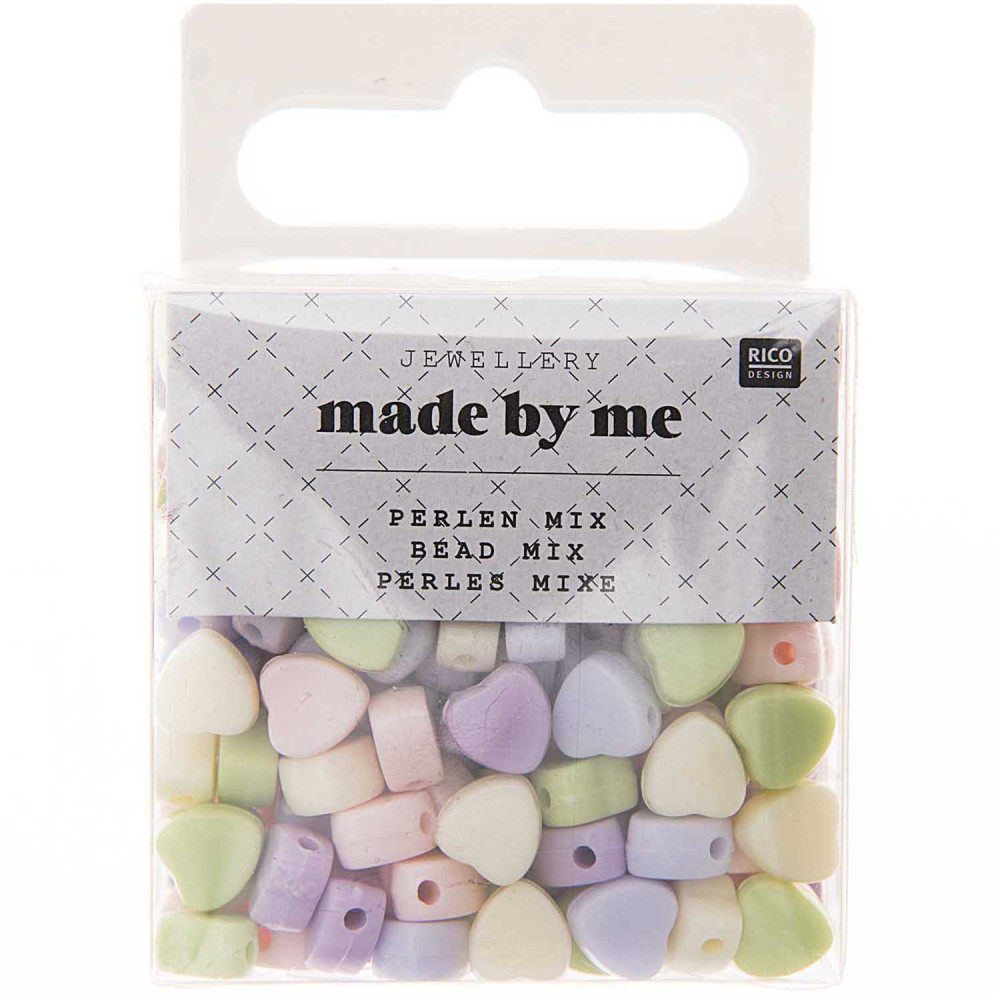 Beads hearts - Rico Design - pastel, 165 pcs.