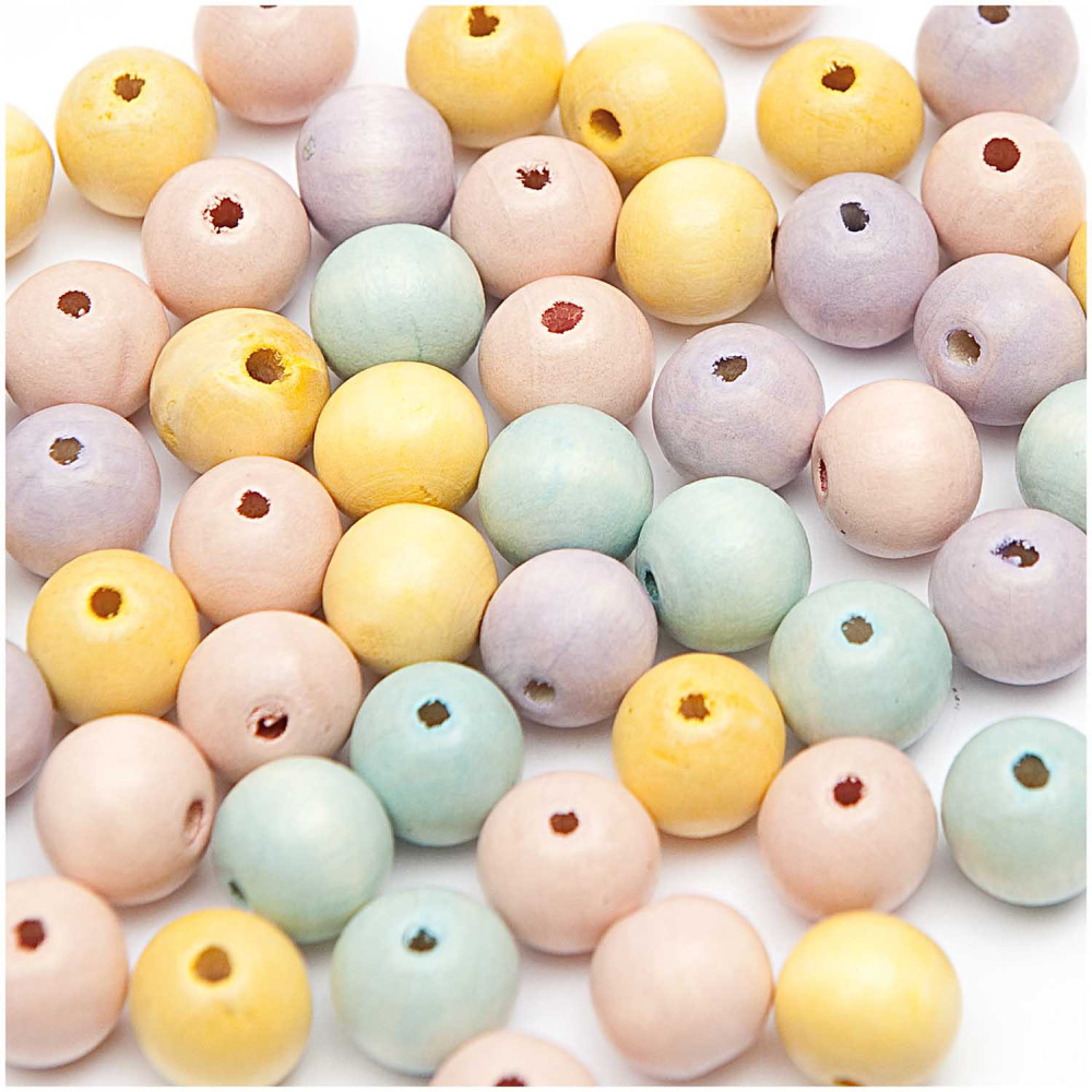 Wooden Beads - Rico Design - multicolor, 10 mm, 60 pcs.