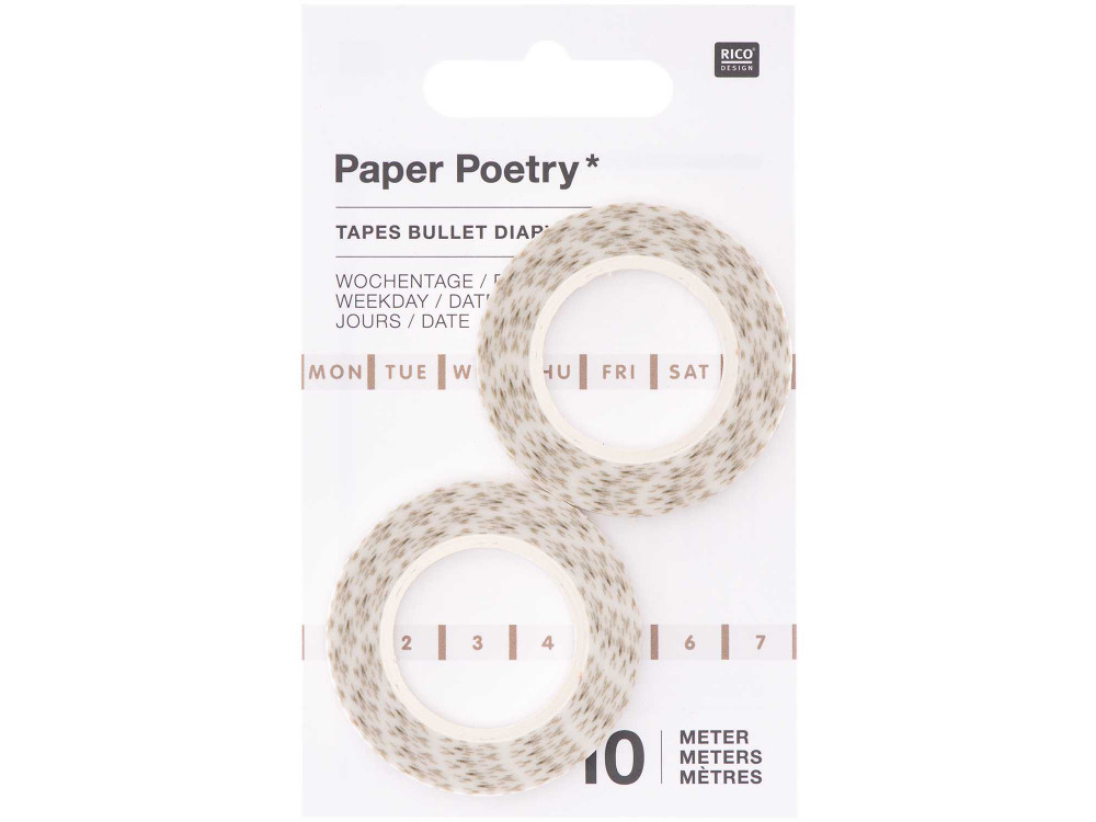 Zestaw taśm ozdobnych - Paper Poetry - Daty, 5 mm x 10 m, 2 szt.