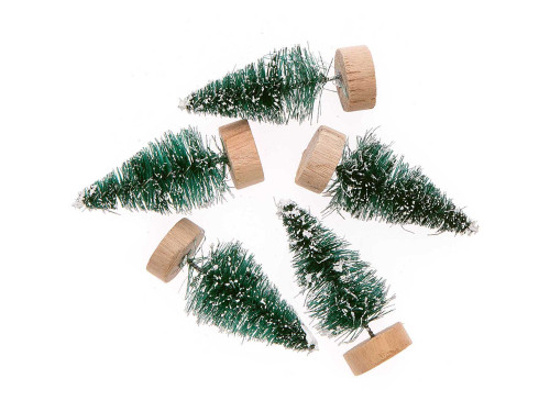 Fir trees with artificial snow - Rico Design - green, 4 cm, 5 pcs.