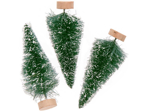 Fir trees with artificial snow - Rico Design - green, 7 cm, 3 pcs.