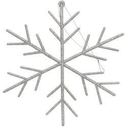 Zawieszka brokatowa Śnieżynka - Rico Design - srebrna, 20 x 20 cm