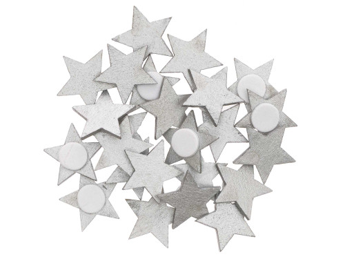 Wooden Star stickers - Rico Design - silver, 2 cm, 24 pcs.