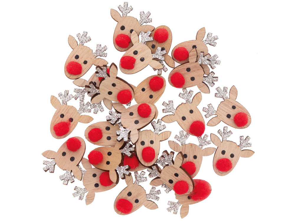 Wooden confetti Reindeers - Rico Design - silver, 2,3 cm, 24 pcs.