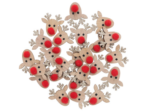 Wooden confetti Reindeers - Rico Design - gold, 2,3 cm, 24 pcs.