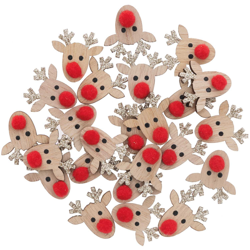 Wooden confetti Reindeers - Rico Design - gold, 2,3 cm, 24 pcs.