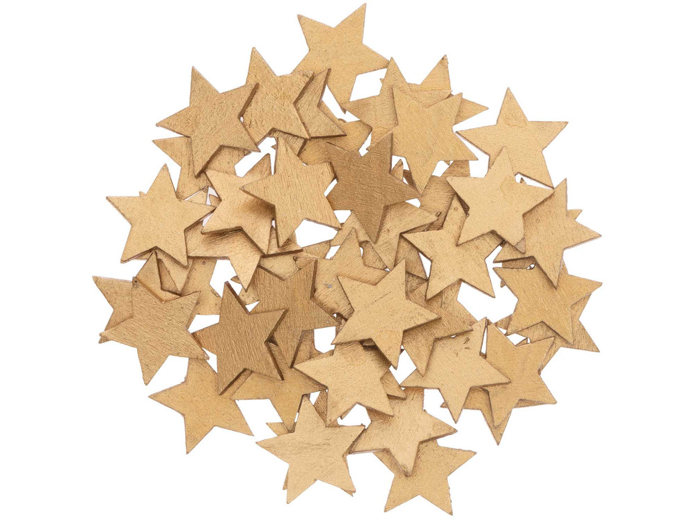 Drewniane konfetti Gwiazdki - Rico Design - złote, 2 cm, 24 szt.