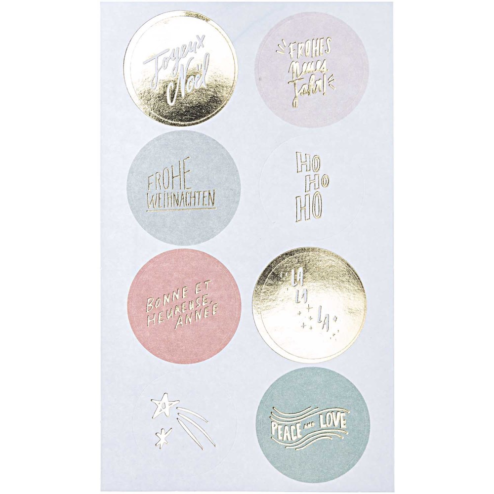 Christmas round stickers - Paper Poetry - Jolly Christmas, pastel, 32 pcs.