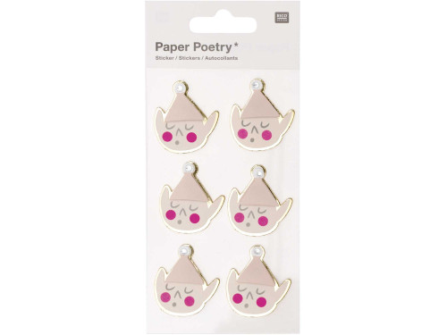 Naklejki świąteczne 3D - Paper Poetry - Gnomy, 6 szt.