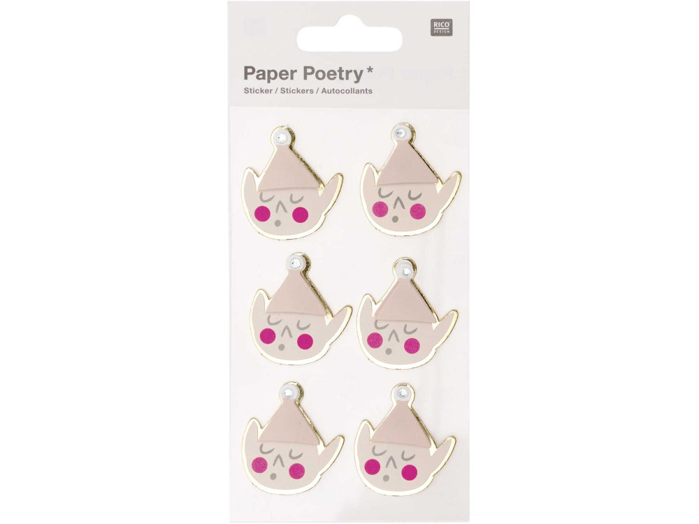 Christmas 3D stickers - Paper Poetry - Gnome, 6 pcs.