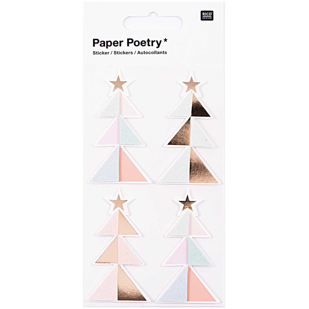 Christmas 3D stickers - Paper Poetry - Fir trees, 4 pcs