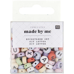 Round beads with letters - Rico Design - pastel, 165 pcs.